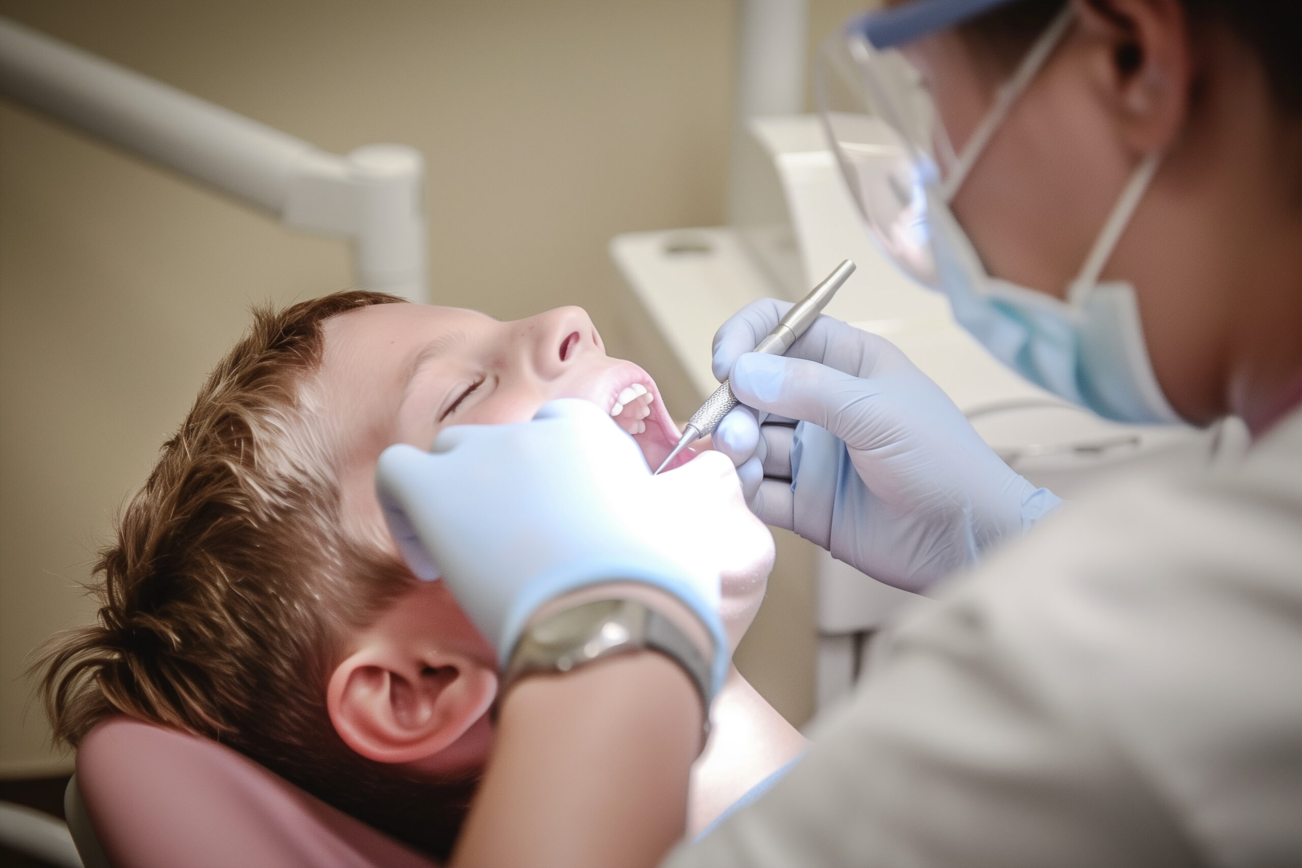 Young girl at the dentist office